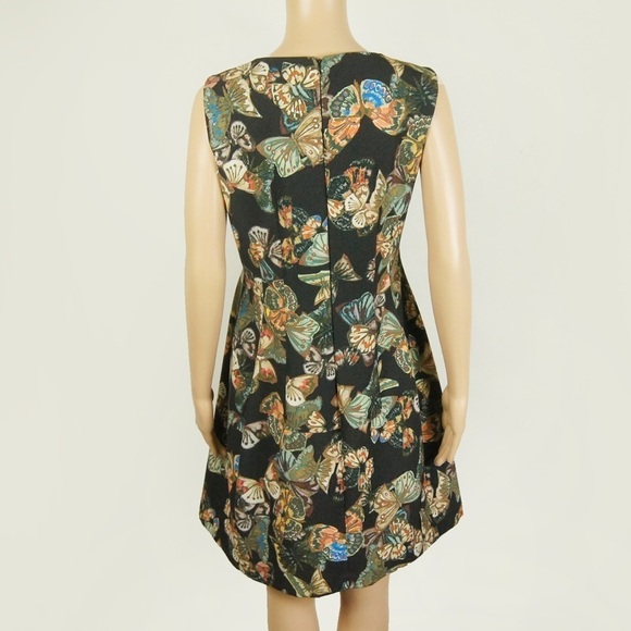 SANDRO FERRONE Black Spring Summer Butterfly Midi  Dress - Picture 5 of 13